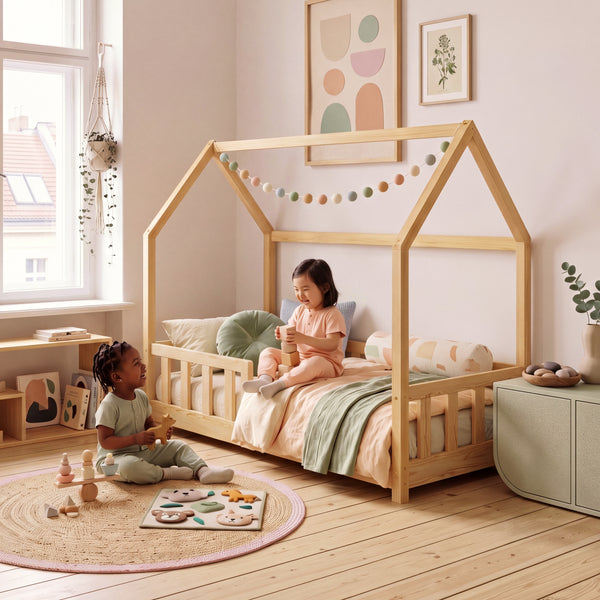 Kinderbed Hesel huisbed met uitvalbeveiliging [en.casa]
