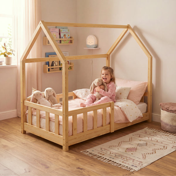 Kinderbed Hesel huisbed met uitvalbeveiliging [en.casa]