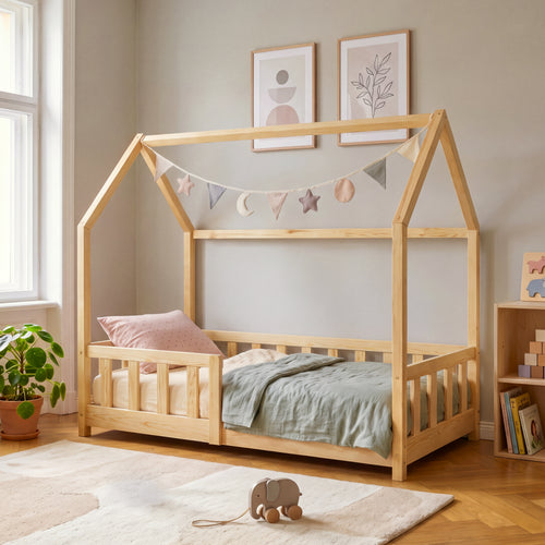 Kinderbed Hesel huisbed met uitvalbeveiliging [en.casa]