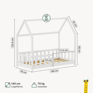 Kinderbed Hesel huisbed met uitvalbeveiliging [en.casa]