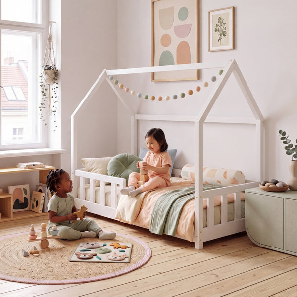 Kinderbed Hesel huisbed met uitvalbeveiliging [en.casa]