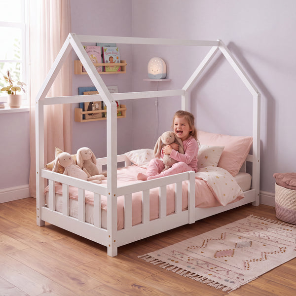 Kinderbed Hesel huisbed met uitvalbeveiliging [en.casa]