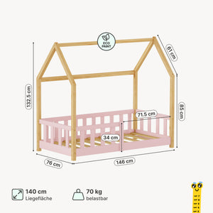 Kinderbed Hesel huisbed met uitvalbeveiliging [en.casa]