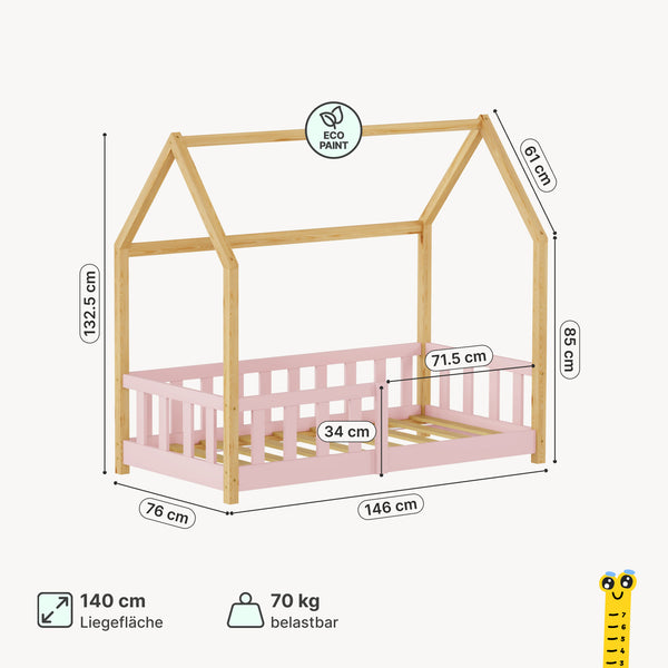 Kinderbed Hesel huisbed met uitvalbeveiliging [en.casa]