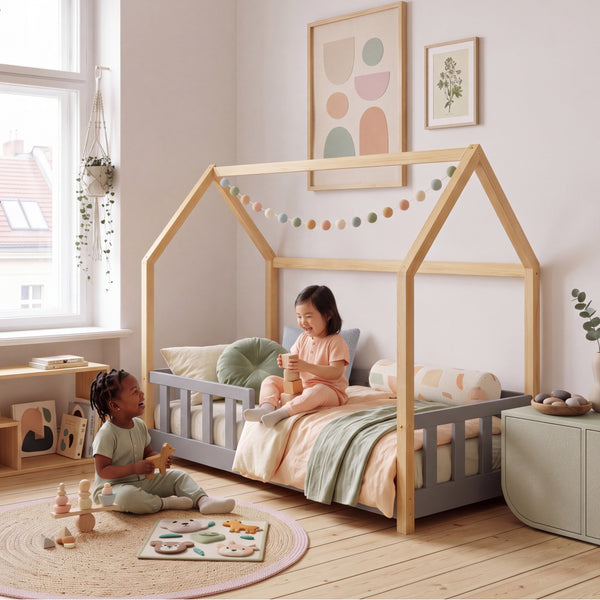 Kinderbed Hesel huisbed met uitvalbeveiliging [en.casa]