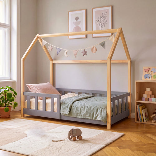 Kinderbed Hesel huisbed met uitvalbeveiliging [en.casa]