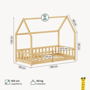 Kinderbed Hesel huisbed met uitvalbeveiliging [en.casa]
