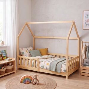 Kinderbed Hesel huisbed met uitvalbeveiliging [en.casa]