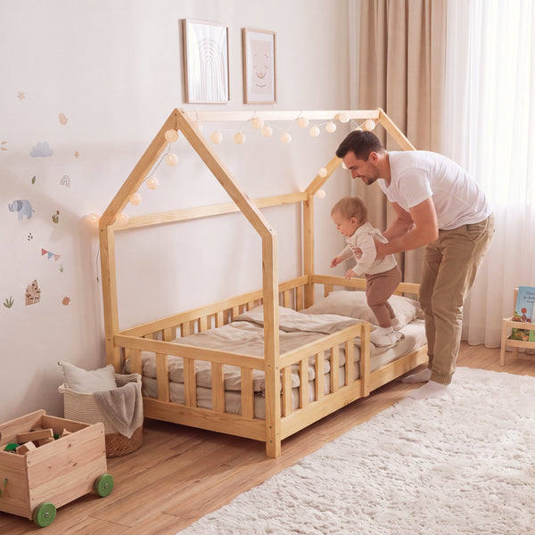 Kinderbed Hesel huisbed met uitvalbeveiliging [en.casa]