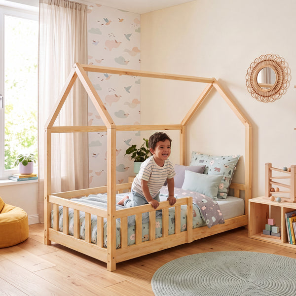 Kinderbed Hesel huisbed met uitvalbeveiliging [en.casa]