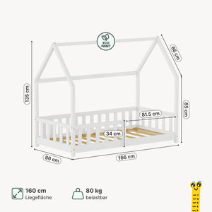 Kinderbed Hesel huisbed met uitvalbeveiliging [en.casa]