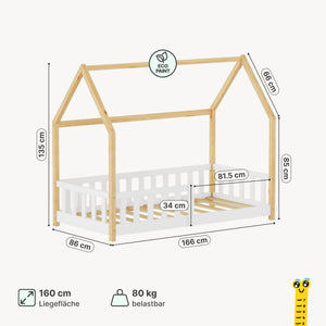 Kinderbed Hesel huisbed met uitvalbeveiliging [en.casa]