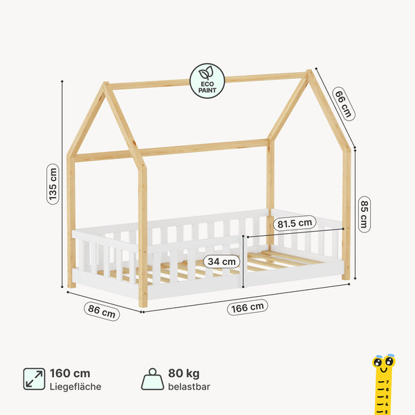 Kinderbed Hesel huisbed met uitvalbeveiliging [en.casa]
