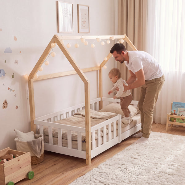 Kinderbed Hesel huisbed met uitvalbeveiliging [en.casa]