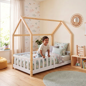 Kinderbed Hesel huisbed met uitvalbeveiliging [en.casa]