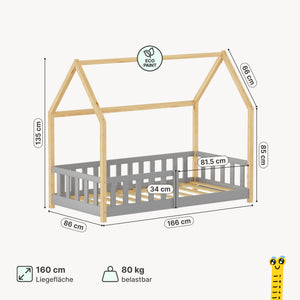 Kinderbed Hesel huisbed met uitvalbeveiliging [en.casa]
