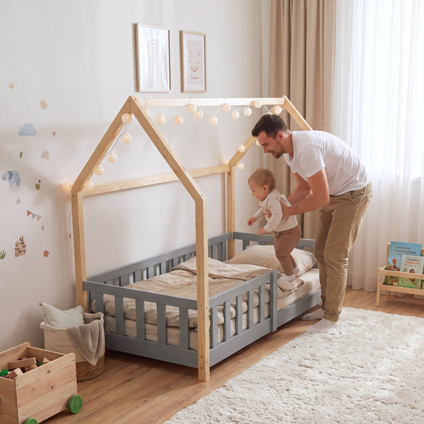 Kinderbed Hesel huisbed met uitvalbeveiliging [en.casa]