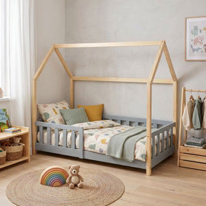 Kinderbed Hesel huisbed met uitvalbeveiliging [en.casa]