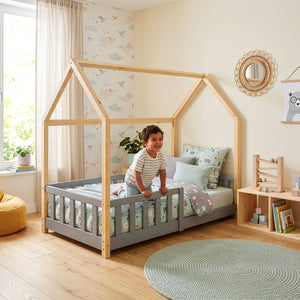 Kinderbed Hesel huisbed met uitvalbeveiliging [en.casa]