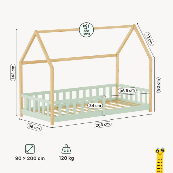 Kinderbed Hesel huisbed met uitvalbeveiliging [en.casa]