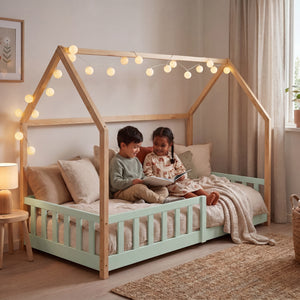 Kinderbed Hesel huisbed met uitvalbeveiliging [en.casa]