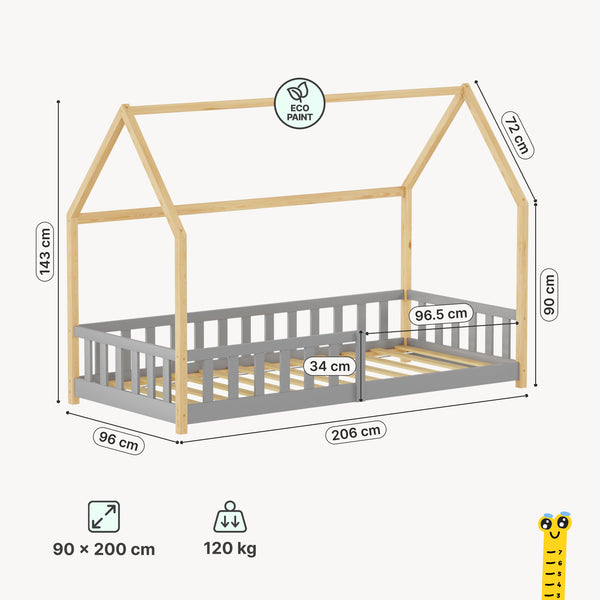 Kinderbed Hesel huisbed met uitvalbeveiliging [en.casa]