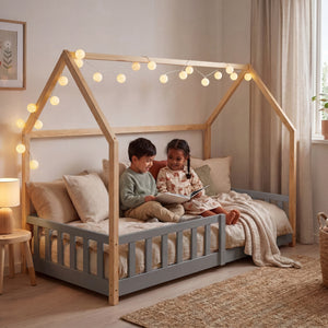 Kinderbed Hesel huisbed met uitvalbeveiliging [en.casa]