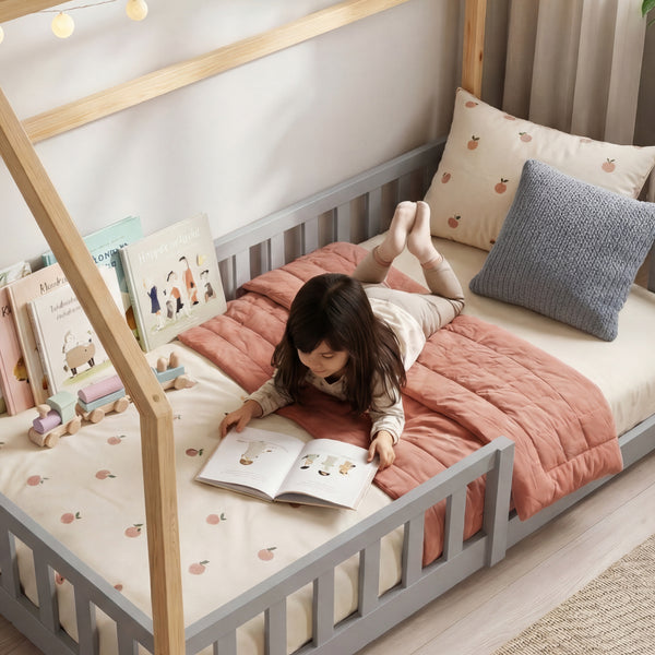 Kinderbed Hesel huisbed met uitvalbeveiliging [en.casa]