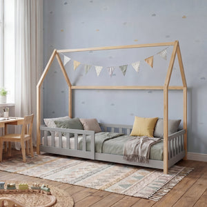 Kinderbed Hesel huisbed met uitvalbeveiliging [en.casa]
