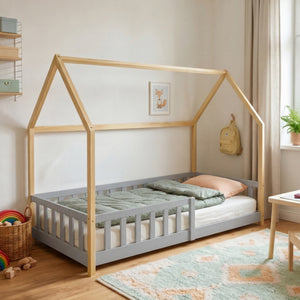 Kinderbed Hesel huisbed met uitvalbeveiliging [en.casa]