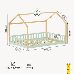 Kinderbed Hesel huisbed met uitvalbeveiliging [en.casa]
