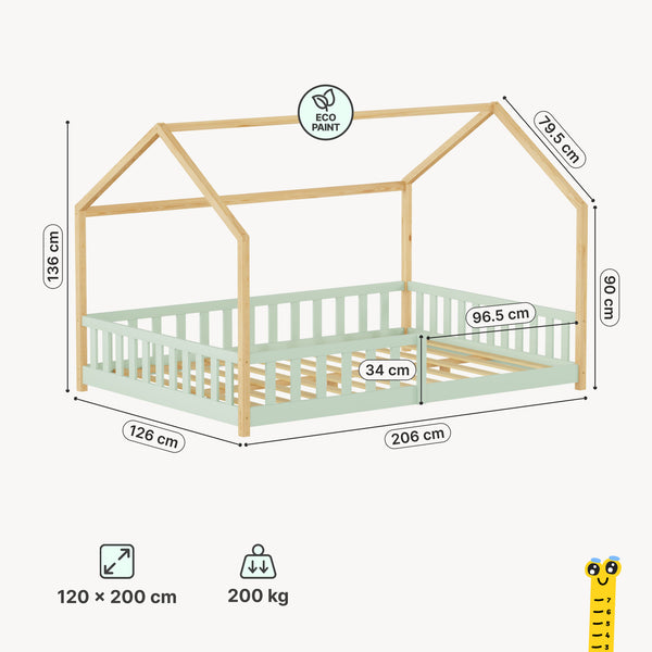 Kinderbed Hesel huisbed met uitvalbeveiliging [en.casa]