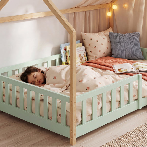 Kinderbed Hesel huisbed met uitvalbeveiliging [en.casa]