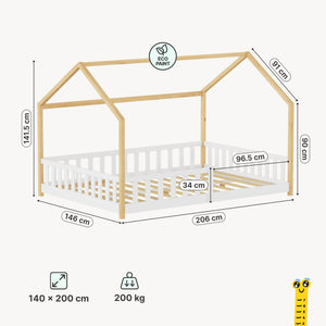 Kinderbed Hesel huisbed met uitvalbeveiliging [en.casa]