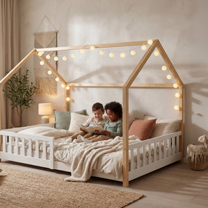 Kinderbed Hesel huisbed met uitvalbeveiliging [en.casa]