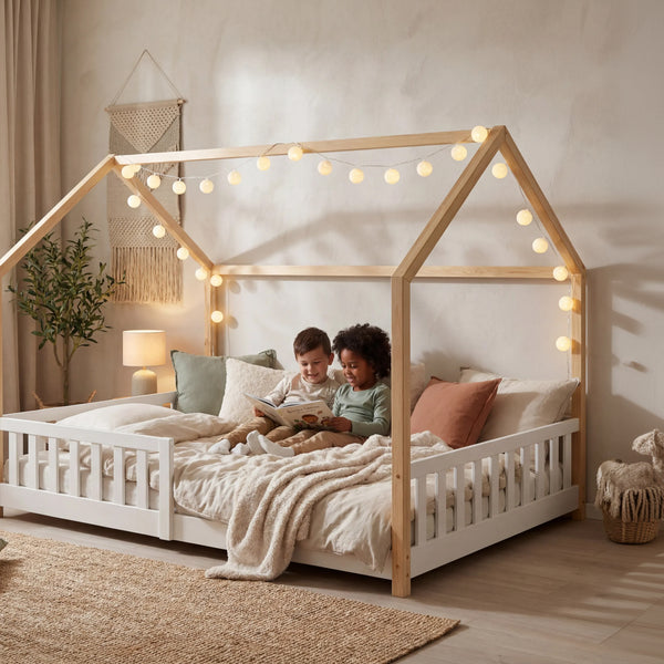 Kinderbed Hesel huisbed met uitvalbeveiliging [en.casa]