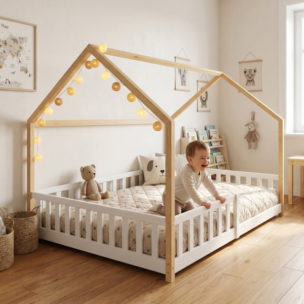 Kinderbed Hesel huisbed met uitvalbeveiliging [en.casa]