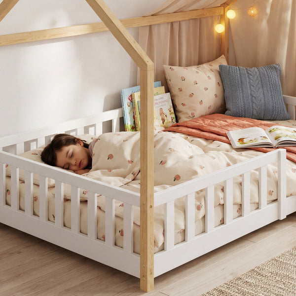 Kinderbed Hesel huisbed met uitvalbeveiliging [en.casa]