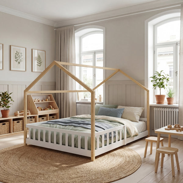Kinderbed Hesel huisbed met uitvalbeveiliging [en.casa]