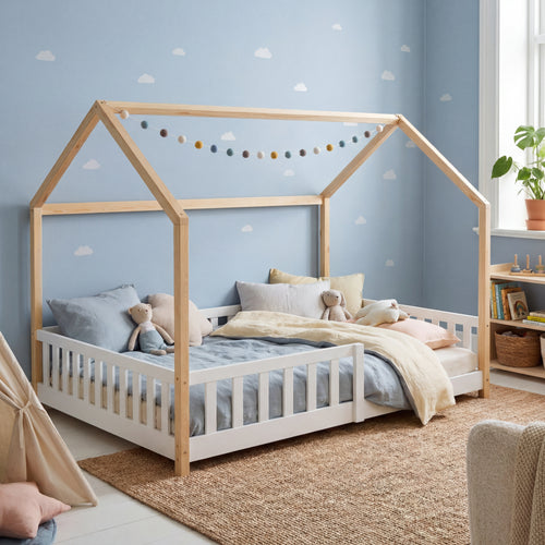 Kinderbed Hesel huisbed met uitvalbeveiliging [en.casa]
