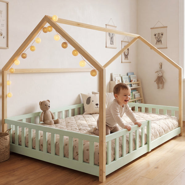 Kinderbed Hesel huisbed met uitvalbeveiliging [en.casa]