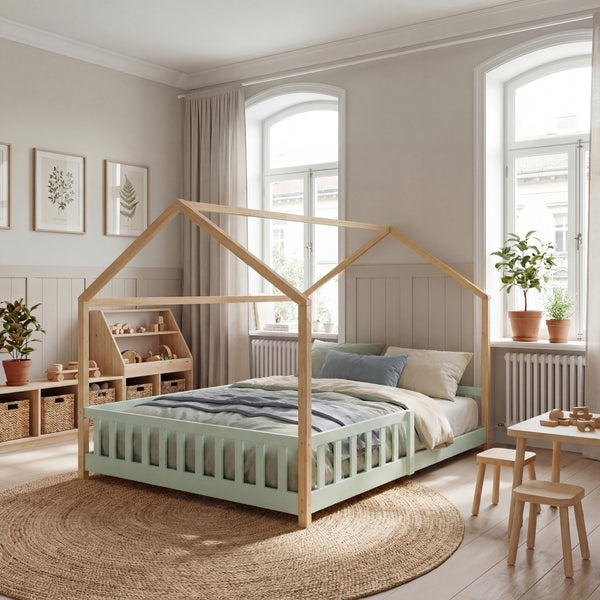 Kinderbed Hesel huisbed met uitvalbeveiliging [en.casa]