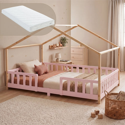 Kinderbed Treviolo met uitvalbeveiliging en matras [en.casa]