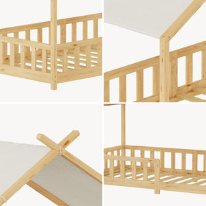 Lit cabane Rila style Montessori avec matelas 90 x 200 cm [en.casa]