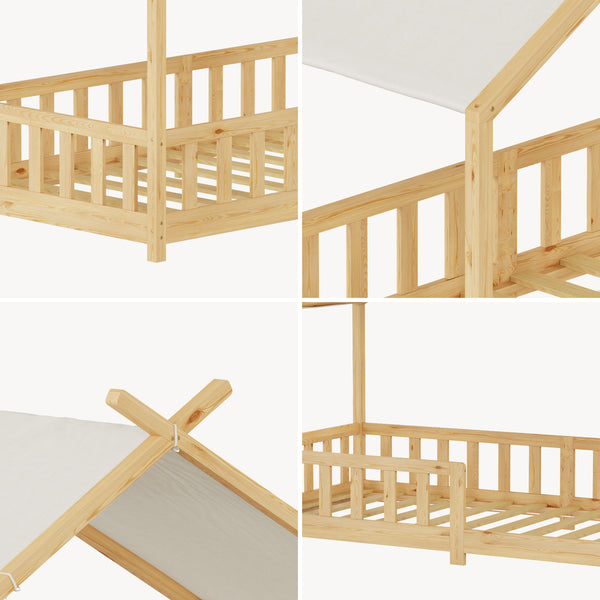 Lit cabane Rila style Montessori avec matelas 90 x 200 cm [en.casa]