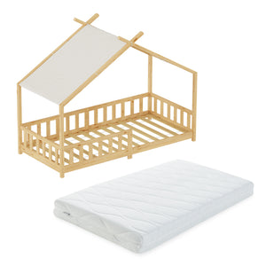 Lit cabane Rila style Montessori avec matelas 90 x 200 cm [en.casa]