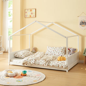 Kinderbed Simo huisbed wit [en.casa]