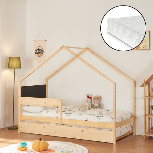 Hausbett Sodankylä met uitschuifbed met matras 90x200cm [en.casa] - premiumXL