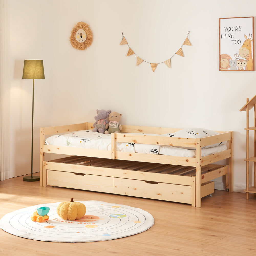 Doppel - Kinderbed Sonkajärvi 90x200cm grenenhout natuur [en.casa] - premiumXL