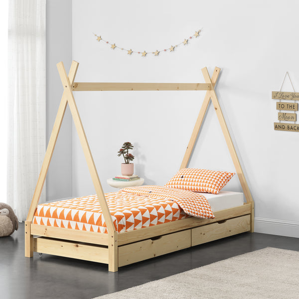 Kinderbed Tipi met bedlades 90x200 cm - 2 varianten